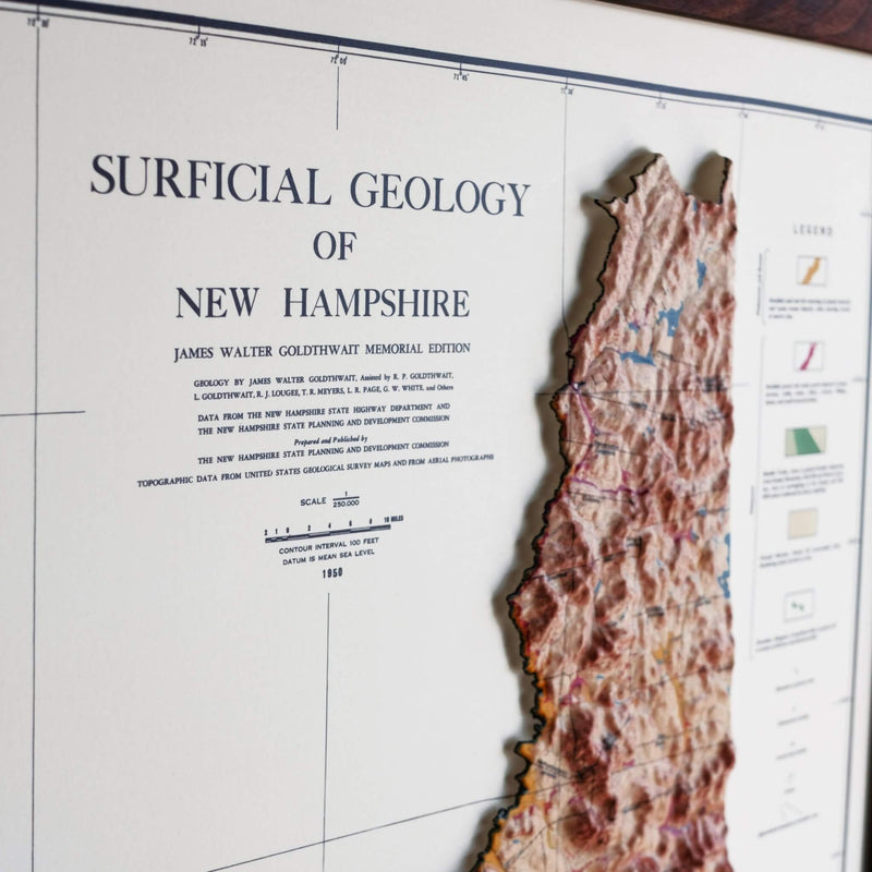 New Hampshire 1950 3D Raised Relief Map - Muir Way - 3D