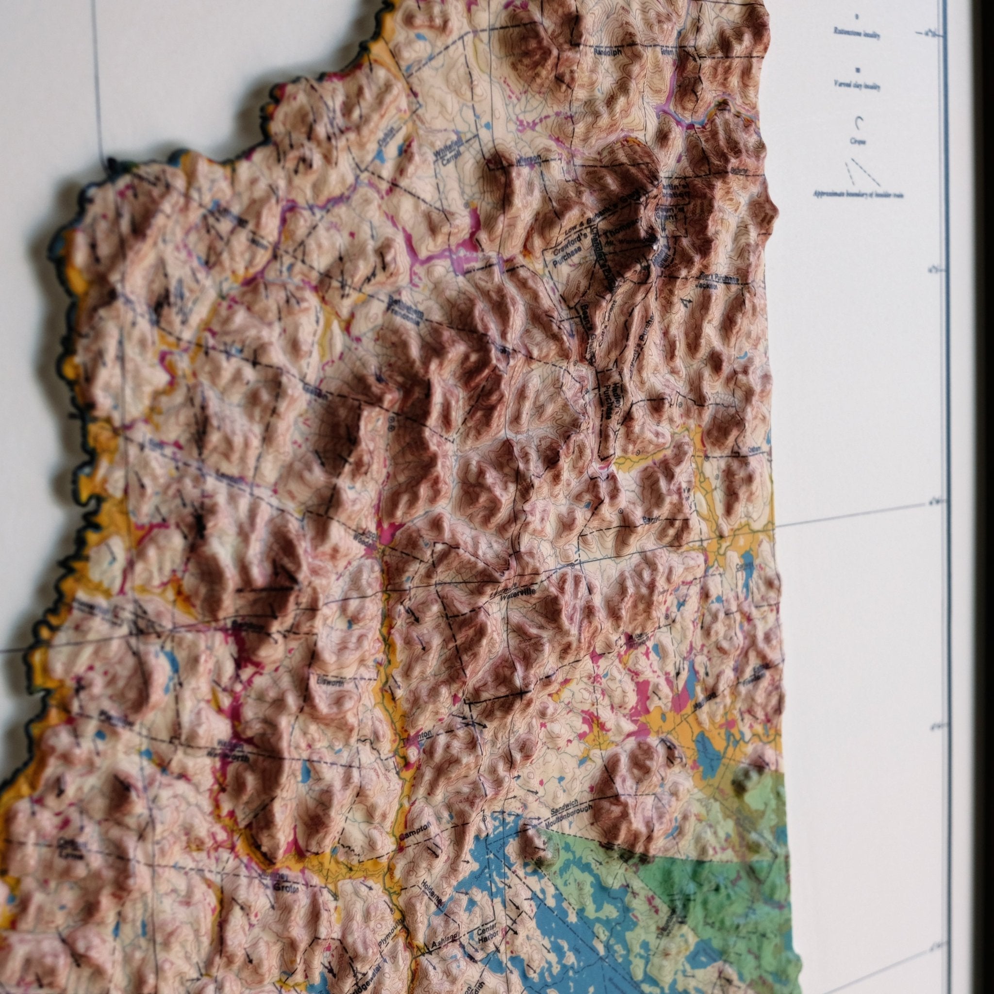 New Hampshire 1950 3D Raised Relief Map - Muir Way - 3D