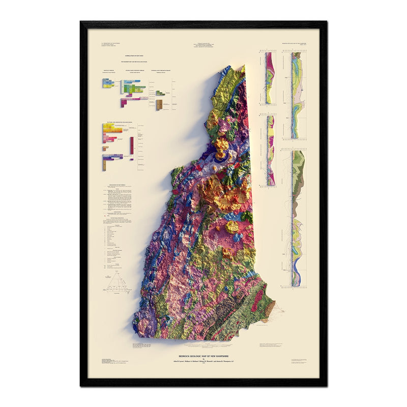 New Hampshire 1997 Shaded Relief Map - Muir Way - Vintage Relief