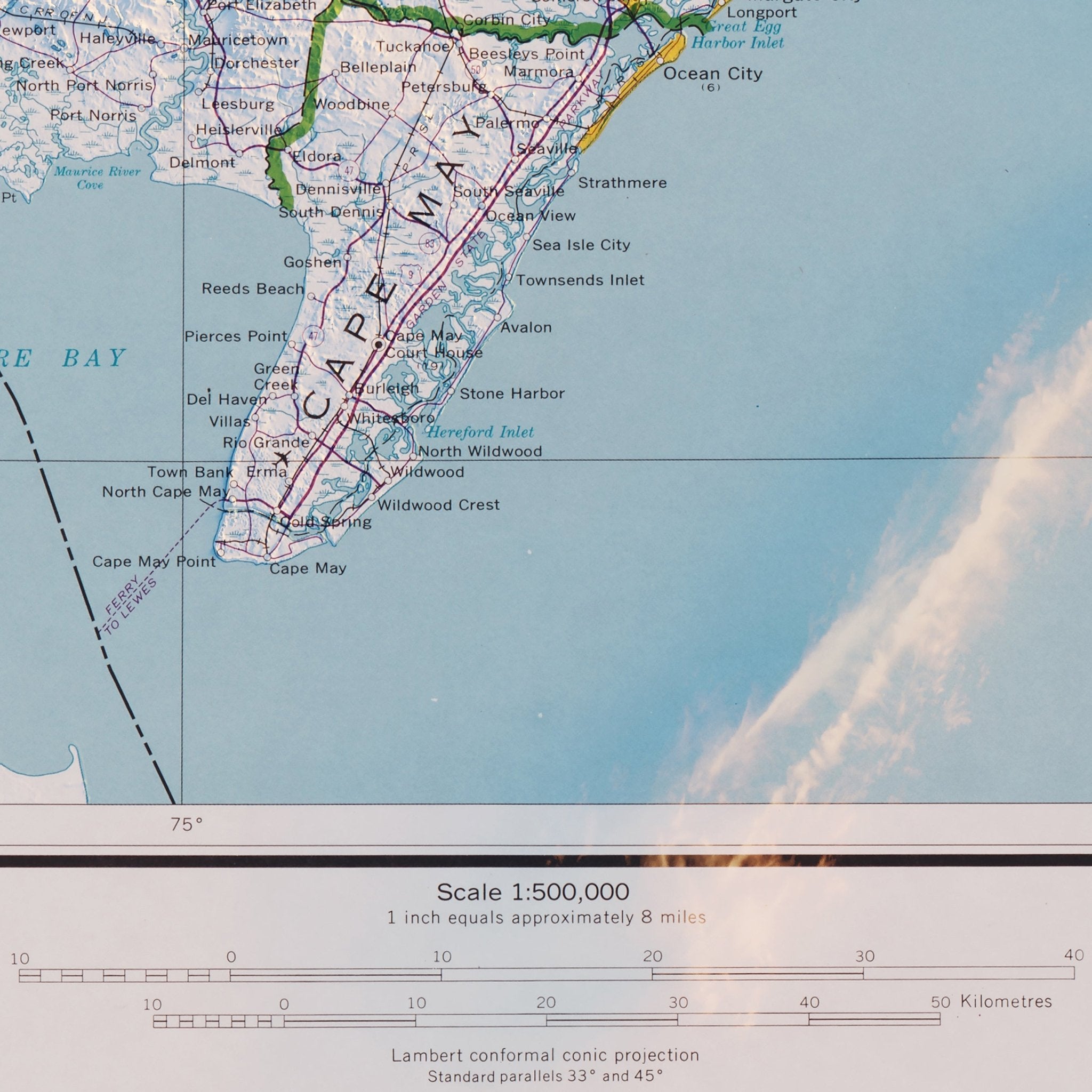New Jersey 1974 Shaded Relief Map - Muir Way - Vintage Relief