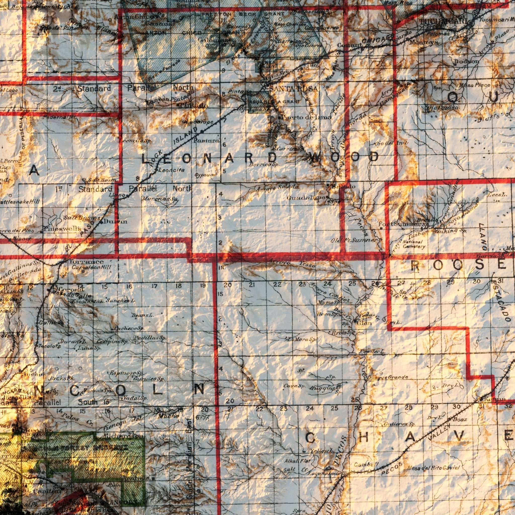 New Mexico 1903 Shaded Relief Map - Muir Way - Vintage Relief