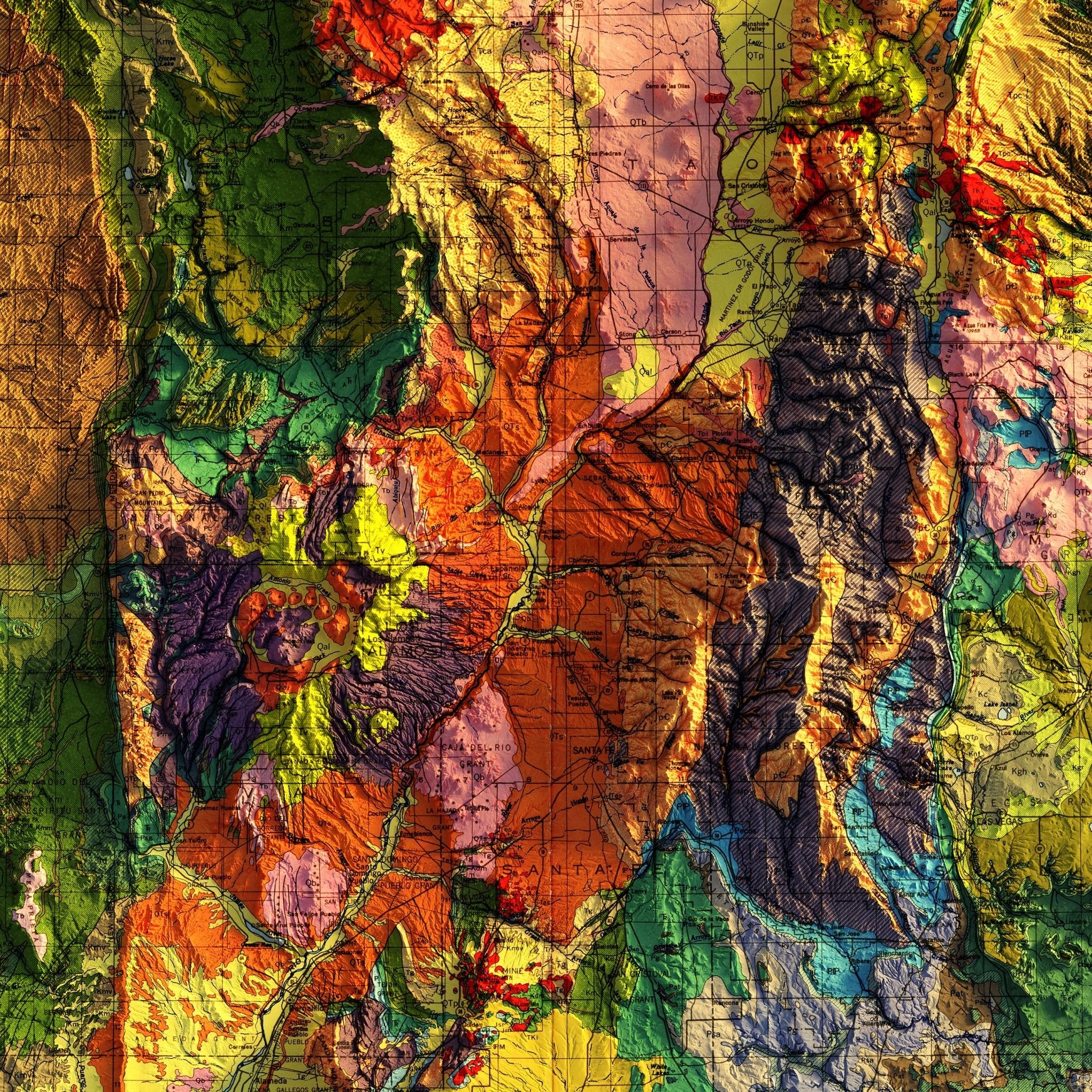 New Mexico 1965 Shaded Relief Map - Muir Way - Vintage Relief