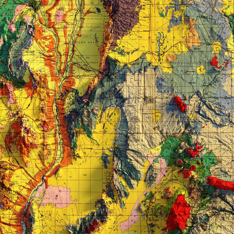 New Mexico 1965 Shaded Relief Map - Muir Way - Vintage Relief