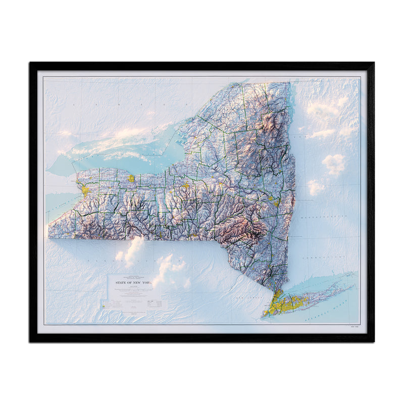 New York 1974 Shaded Relief Map - Muir Way - Vintage Relief