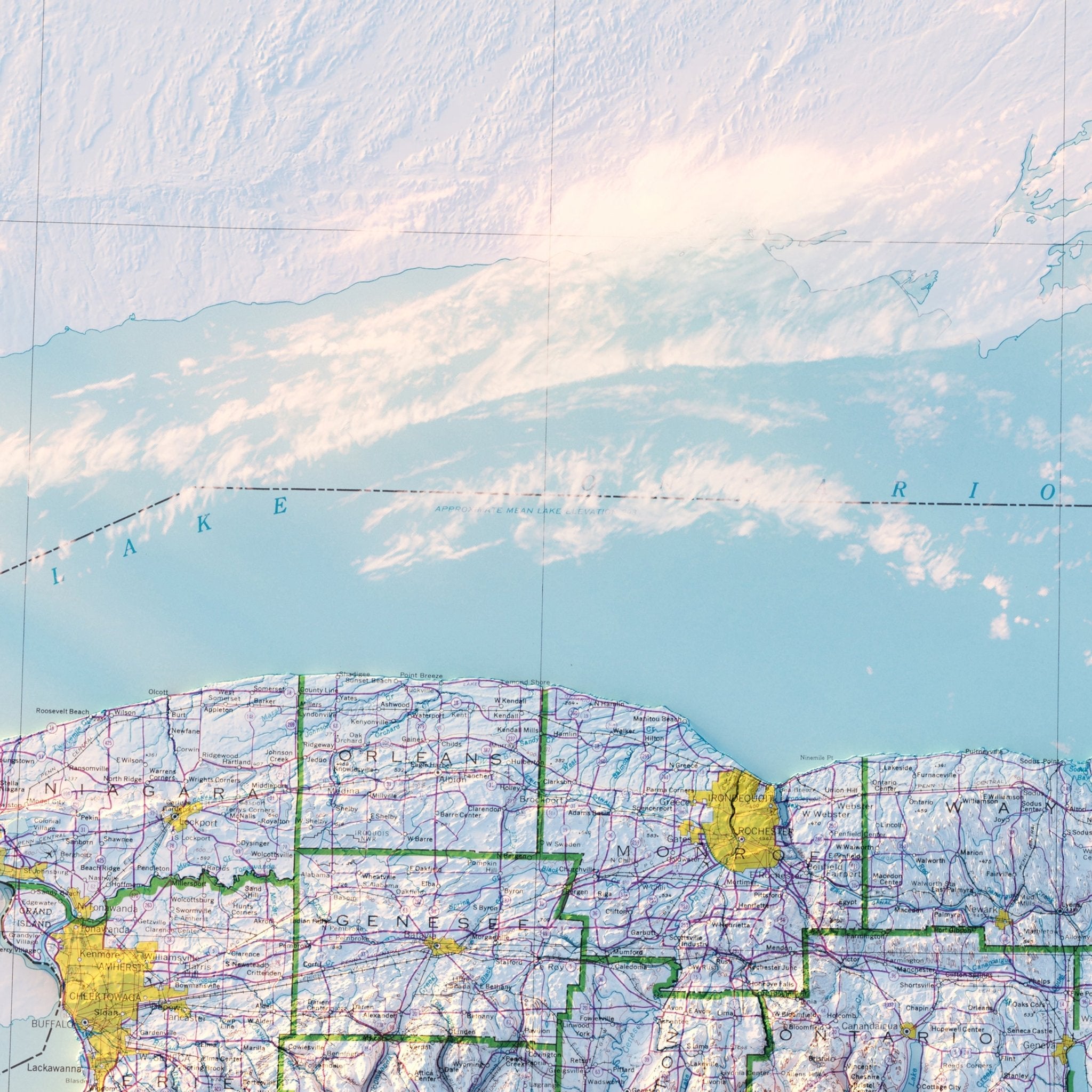 New York 1974 Shaded Relief Map - Muir Way - Vintage Relief