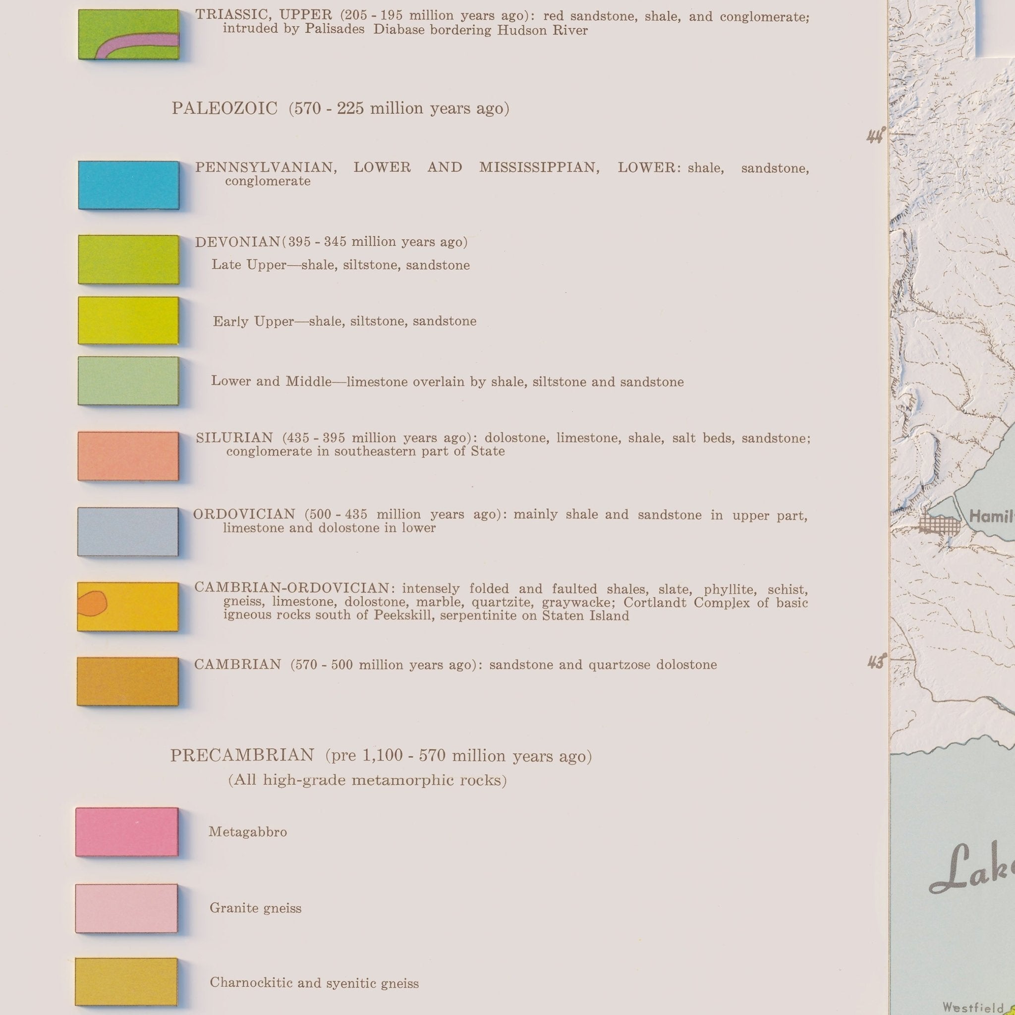 New York 1973 Shaded Relief Map - Muir Way - Vintage Relief