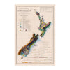 Vintage New Zealand Relief Map - 1873