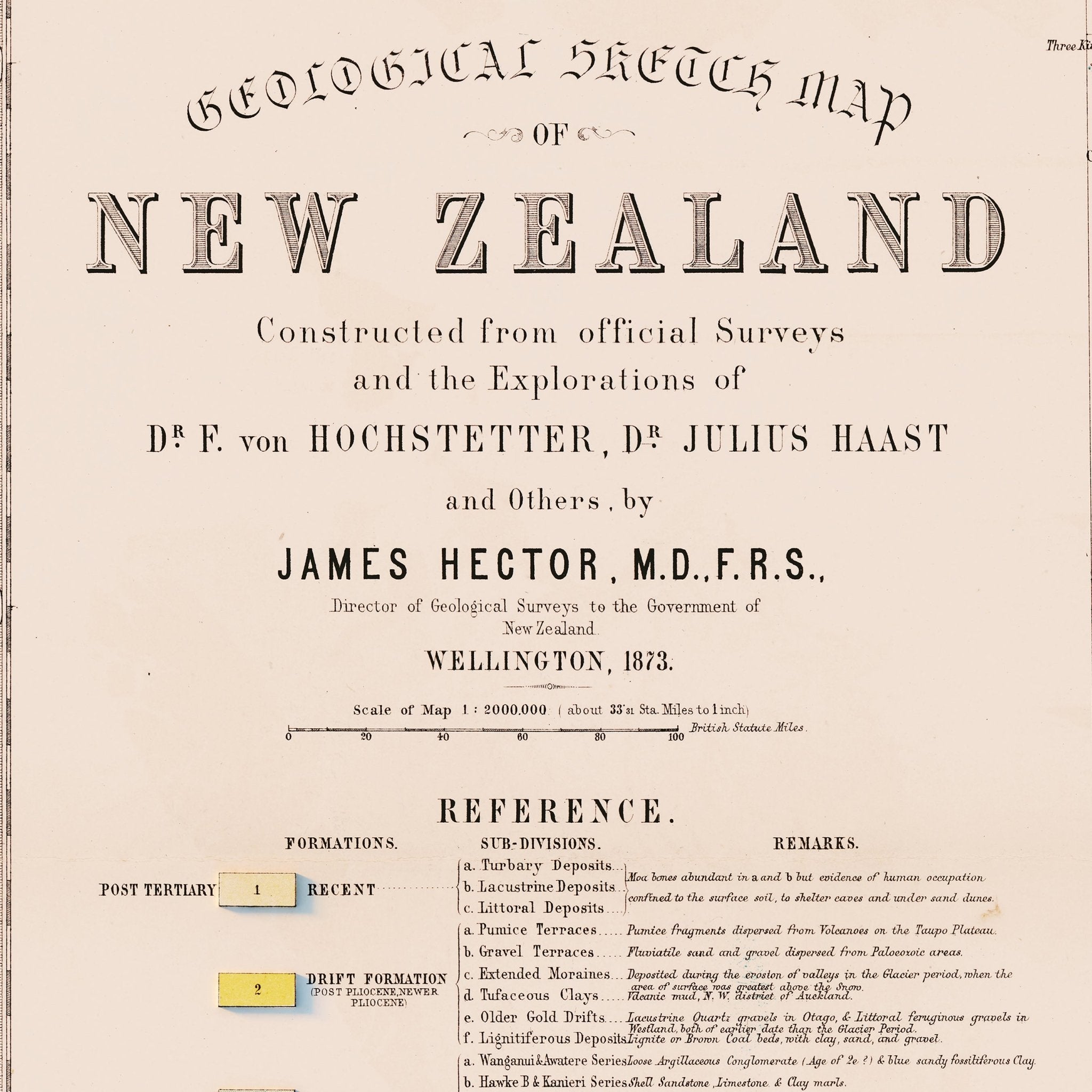 New Zealand 1873 Shaded Relief Map - Muir Way - Vintage Relief