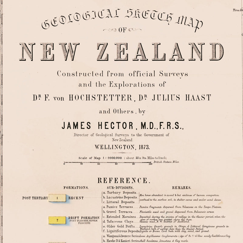 New Zealand 1873 Shaded Relief Map - Muir Way - Vintage Relief