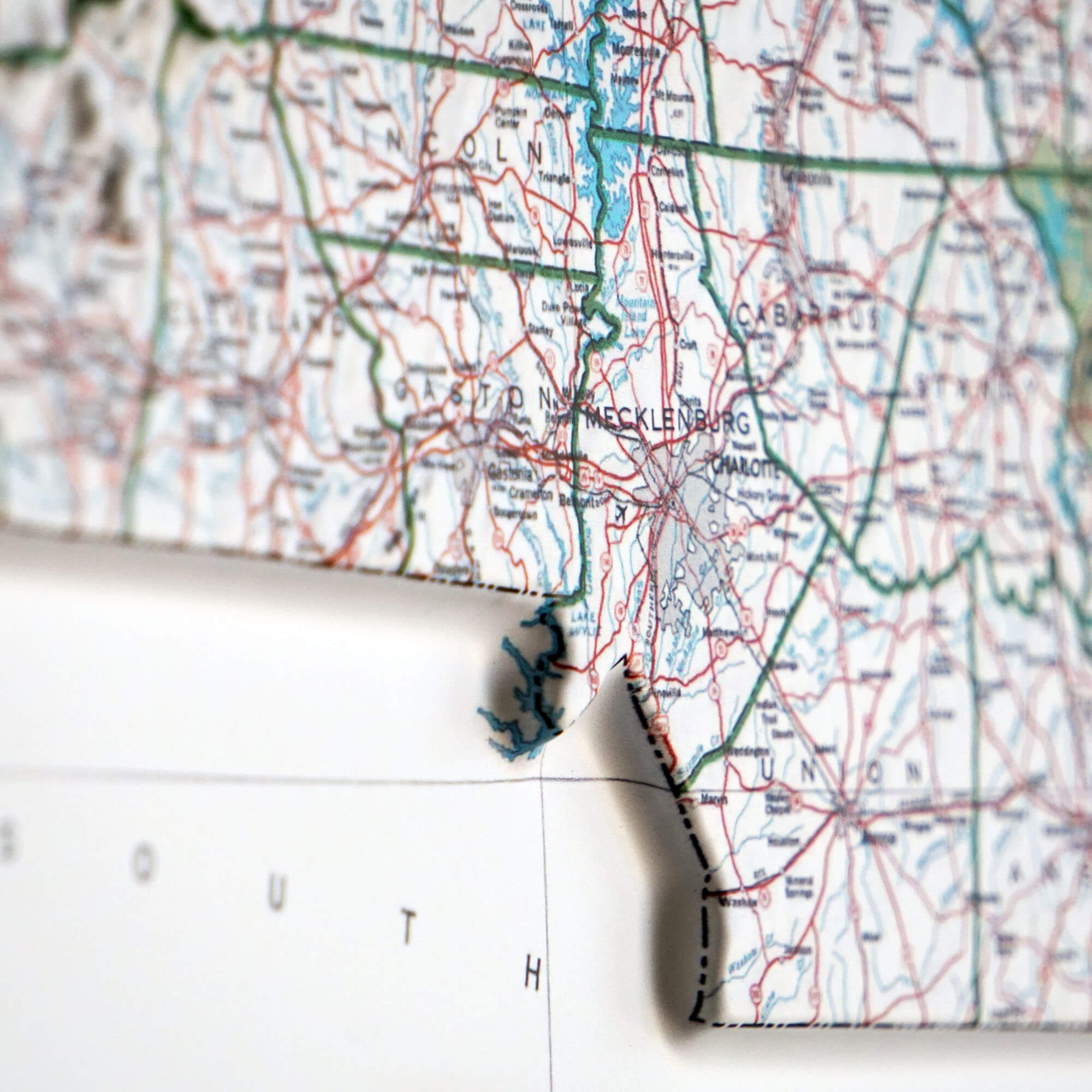 North Carolina 1972 3D Raised Relief Map - Muir Way - 3D