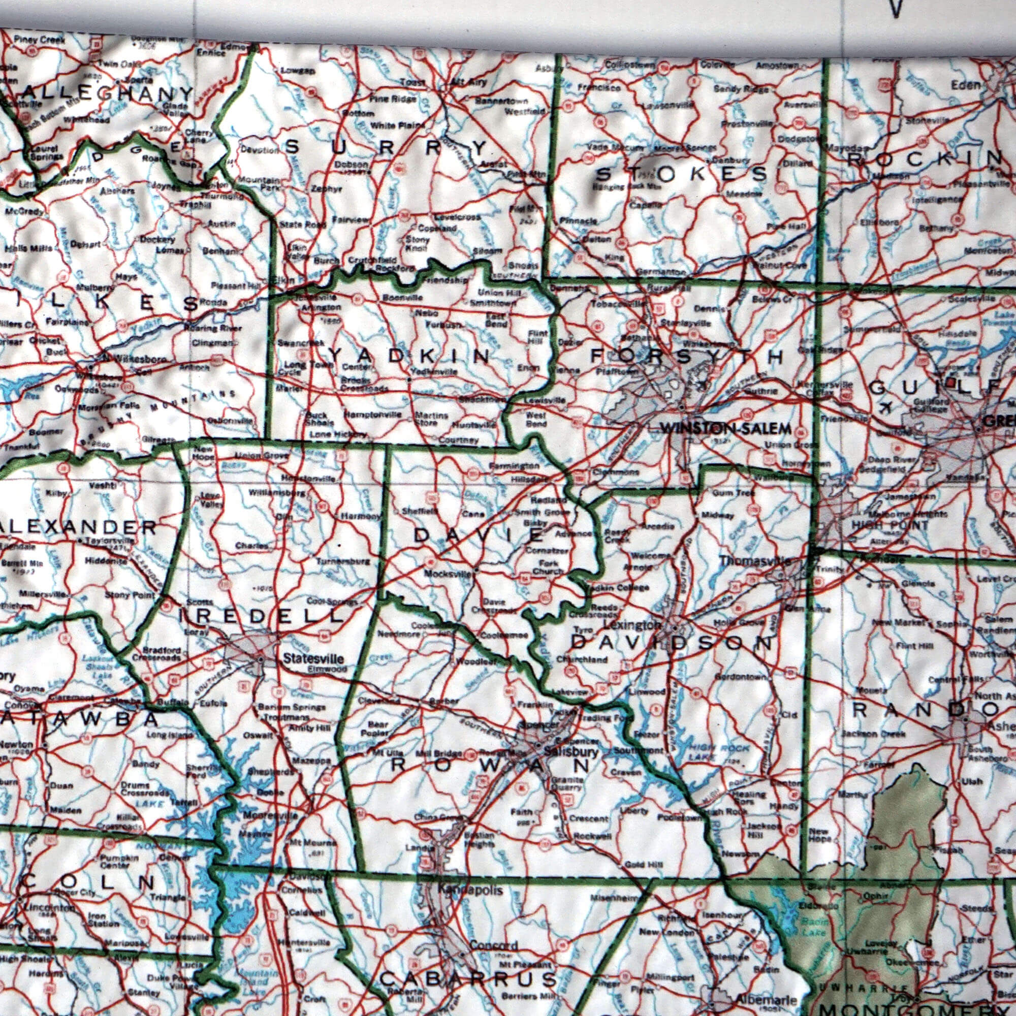 North Carolina 1972 3D Raised Relief Map - Muir Way - 3D