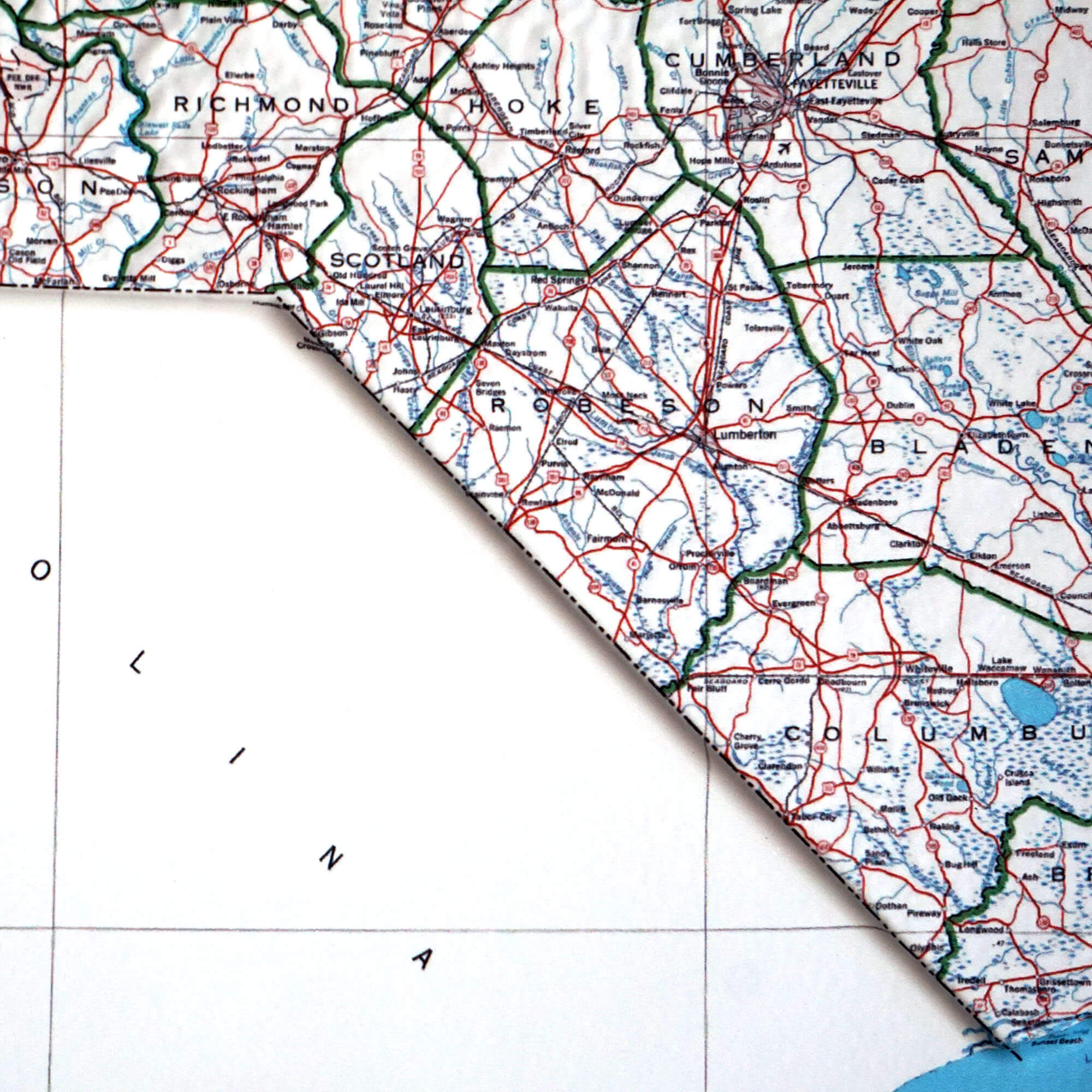 North Carolina 1972 3D Raised Relief Map - Muir Way - 3D