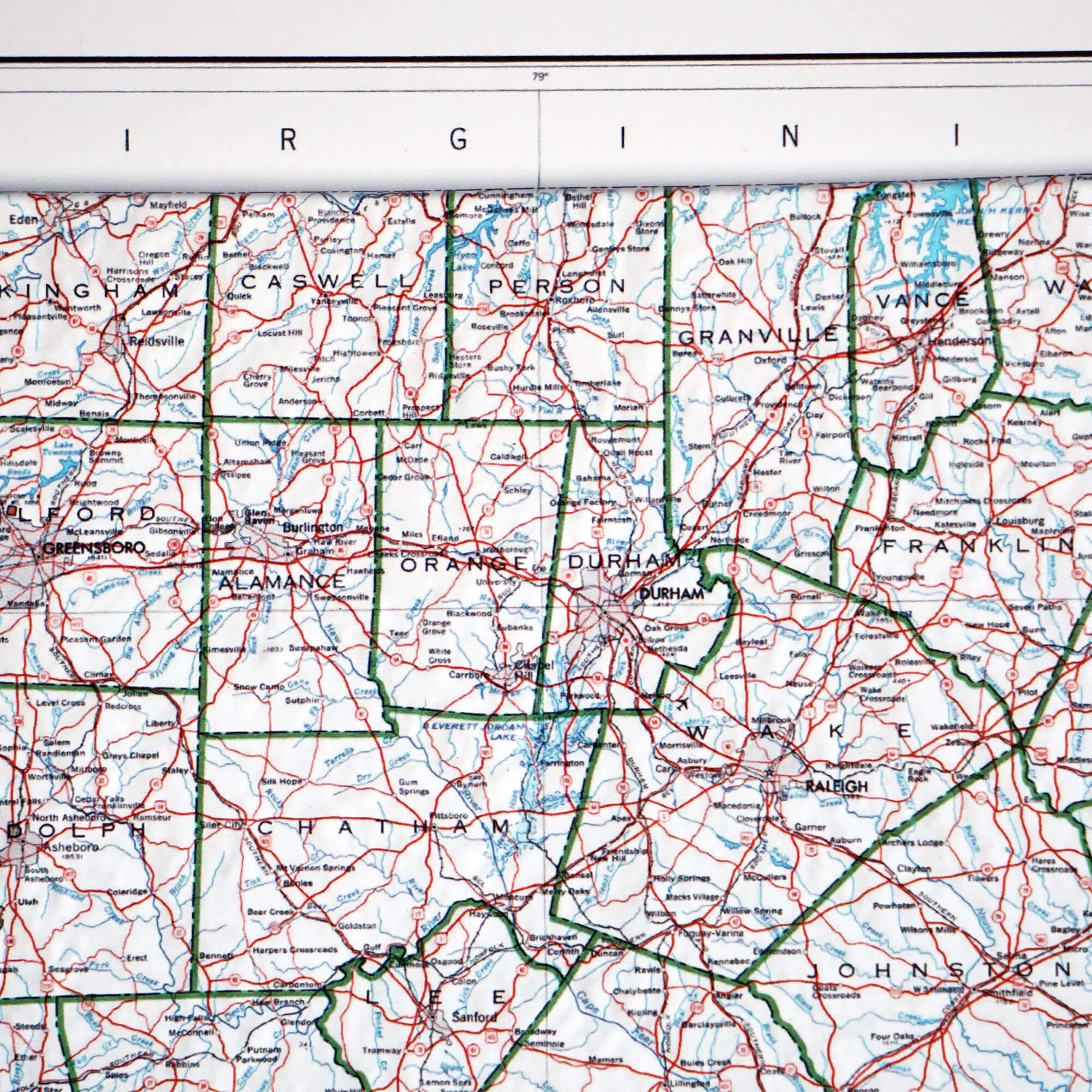 North Carolina 1972 3D Raised Relief Map - Muir Way - 3D