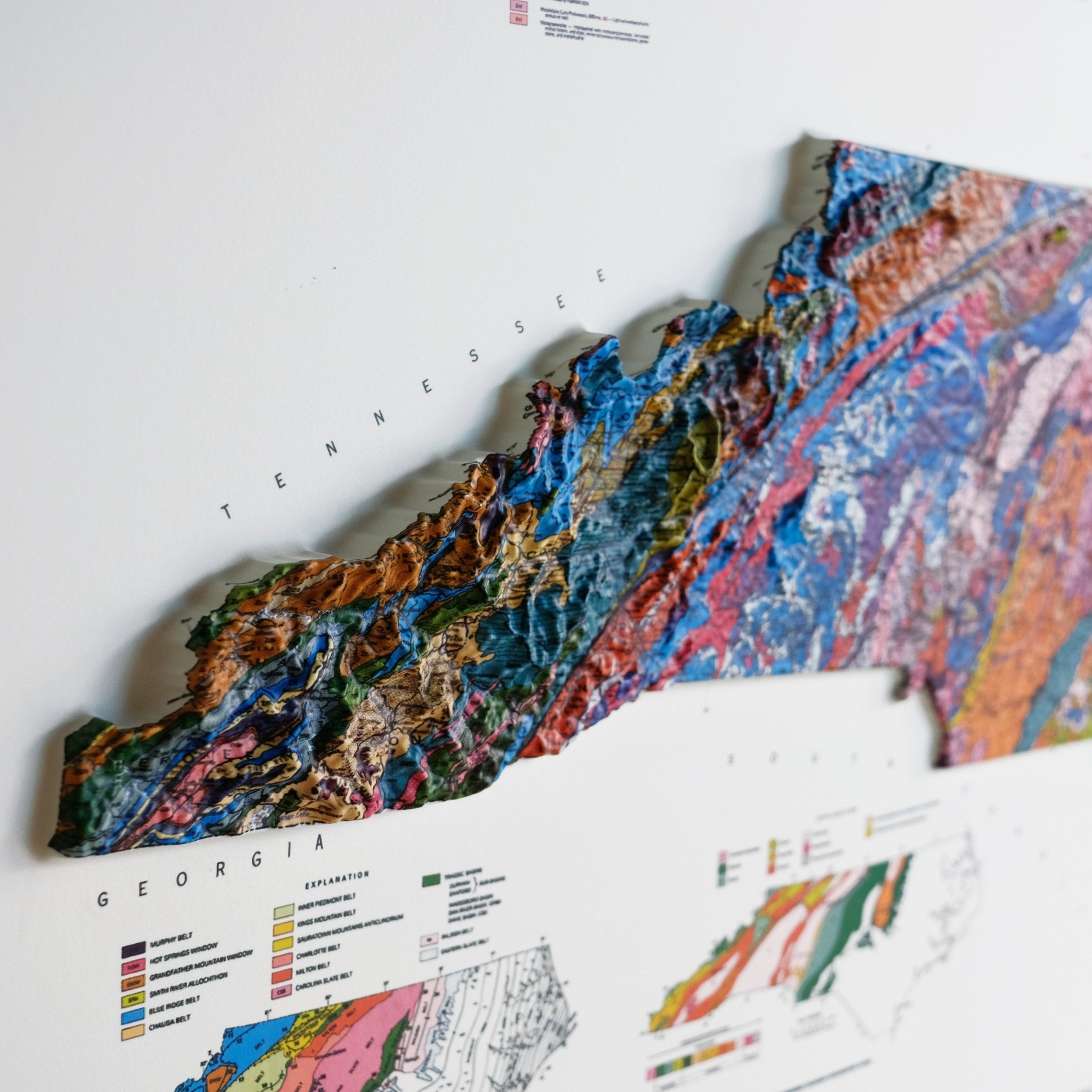 North Carolina 1985 3D Raised Relief Map - Muir Way - 3D
