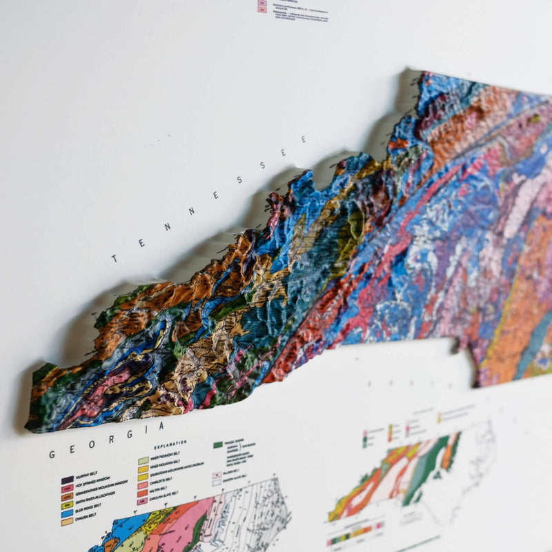 North Carolina 1985 3D Raised Relief Map - Muir Way - 3D