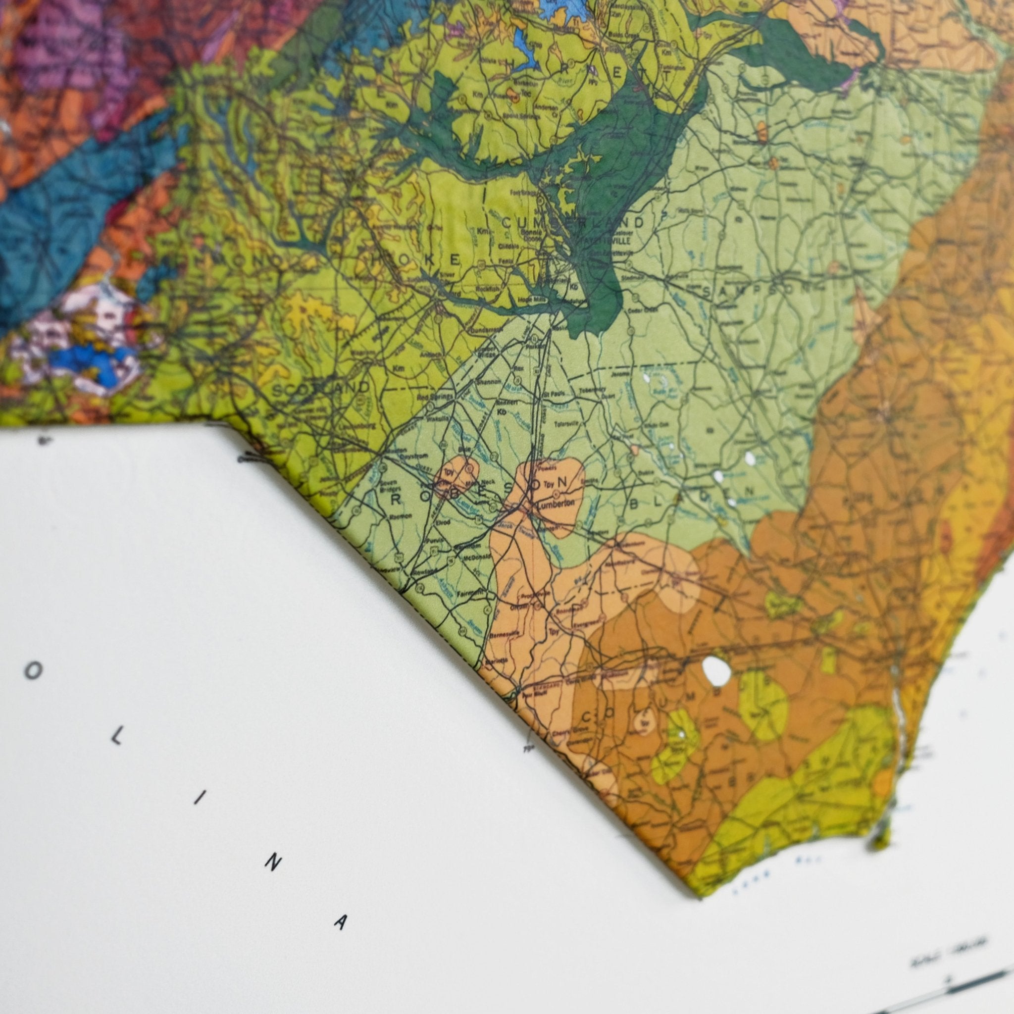 North Carolina 1985 3D Raised Relief Map - Muir Way - 3D