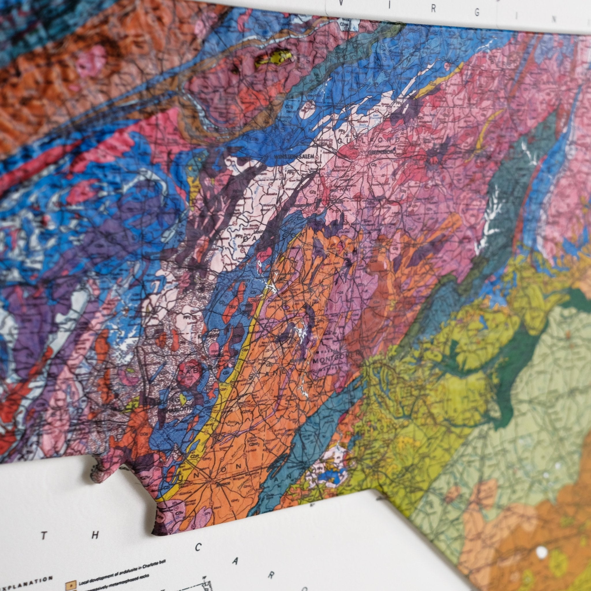 North Carolina 1985 3D Raised Relief Map - Muir Way - 3D