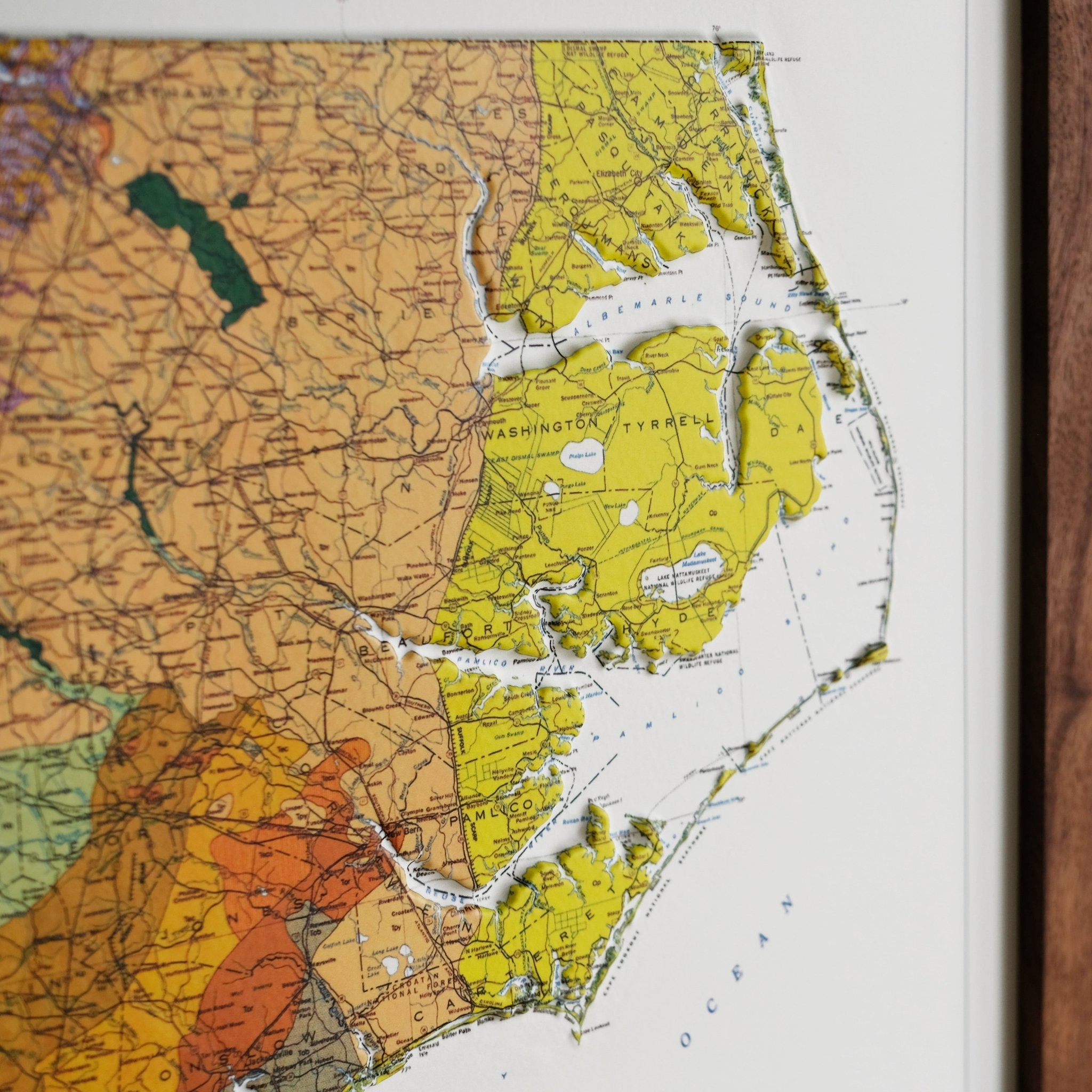 North Carolina 1985 3D Raised Relief Map - Muir Way - 3D