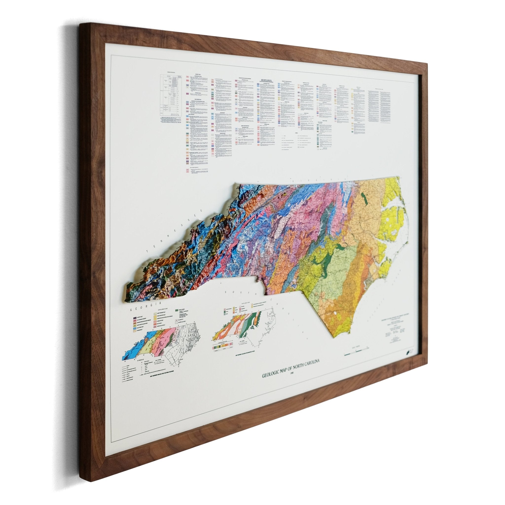 North Carolina 1985 3D Raised Relief Map - Muir Way - 3D