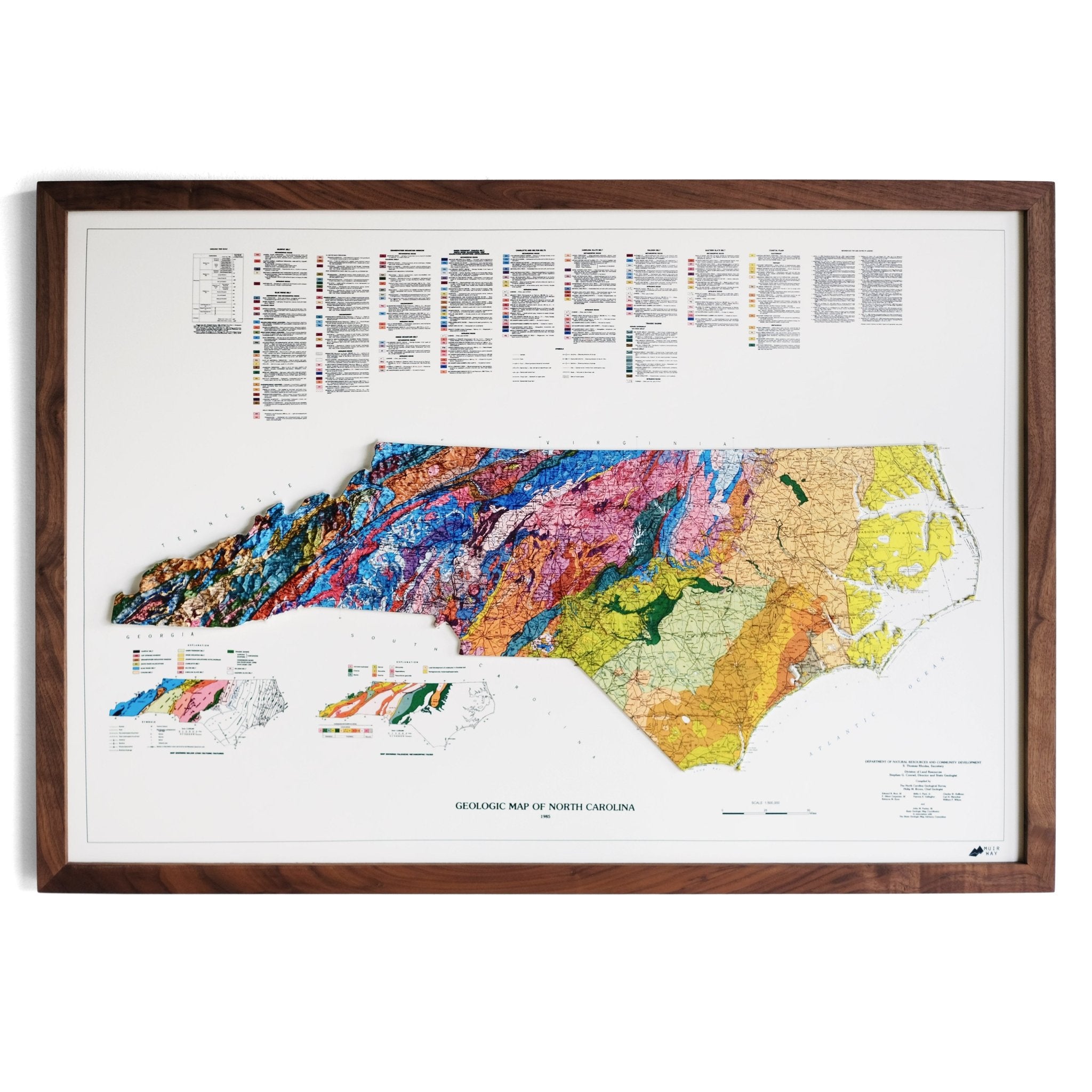 North Carolina 1985 3D Raised Relief Map - Muir Way - 3D