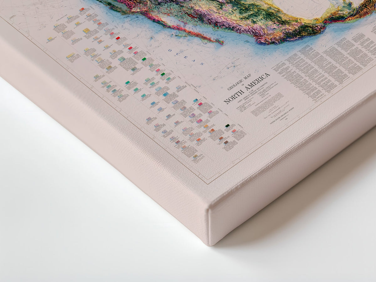 North America 1965 Shaded Relief Map – XL Canvas - Muir Way - XL Canvas