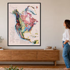 North America 1965 Shaded Relief Map – XL Canvas - Muir Way - XL Canvas