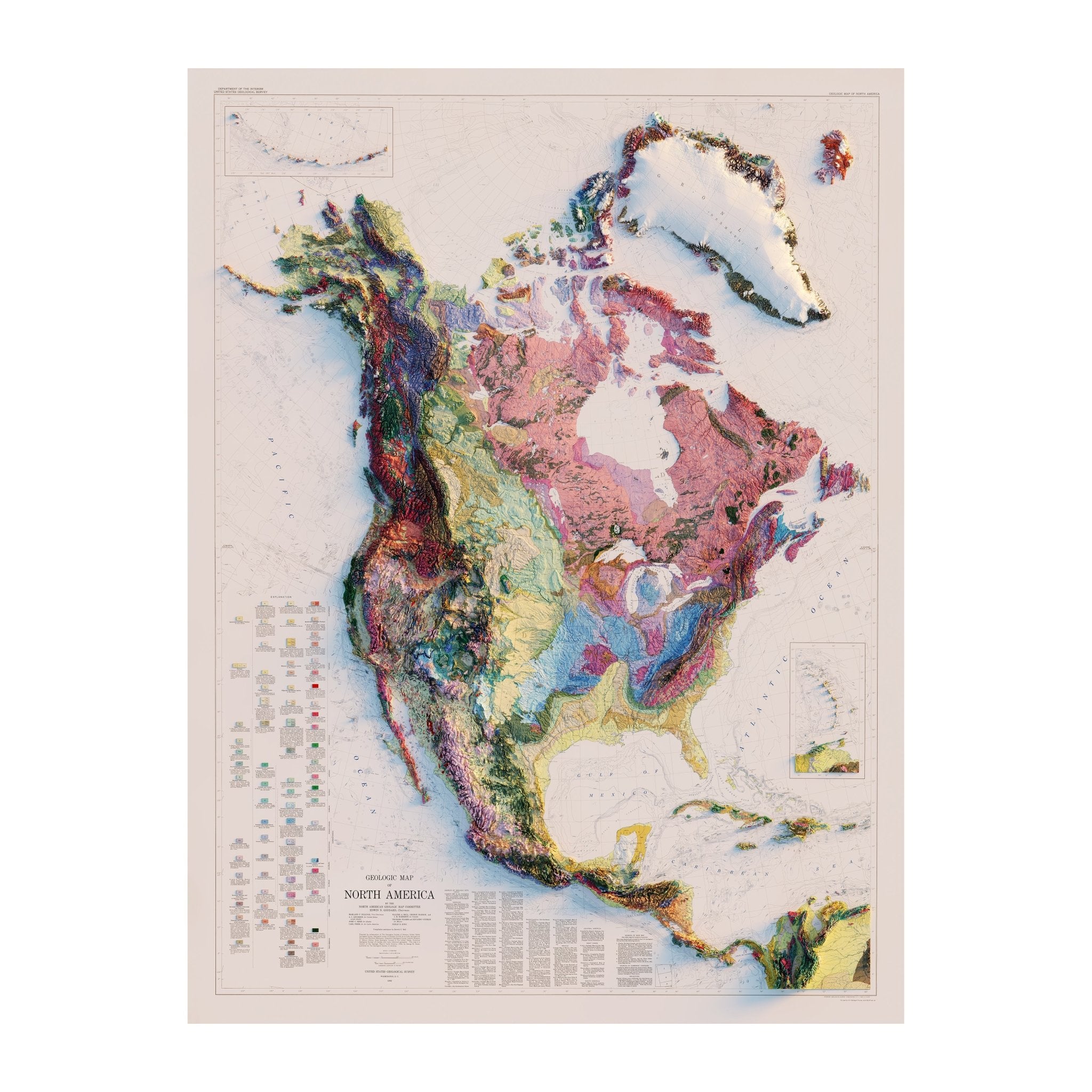 North America 1965 Shaded Relief Map - Muir Way - Vintage Relief