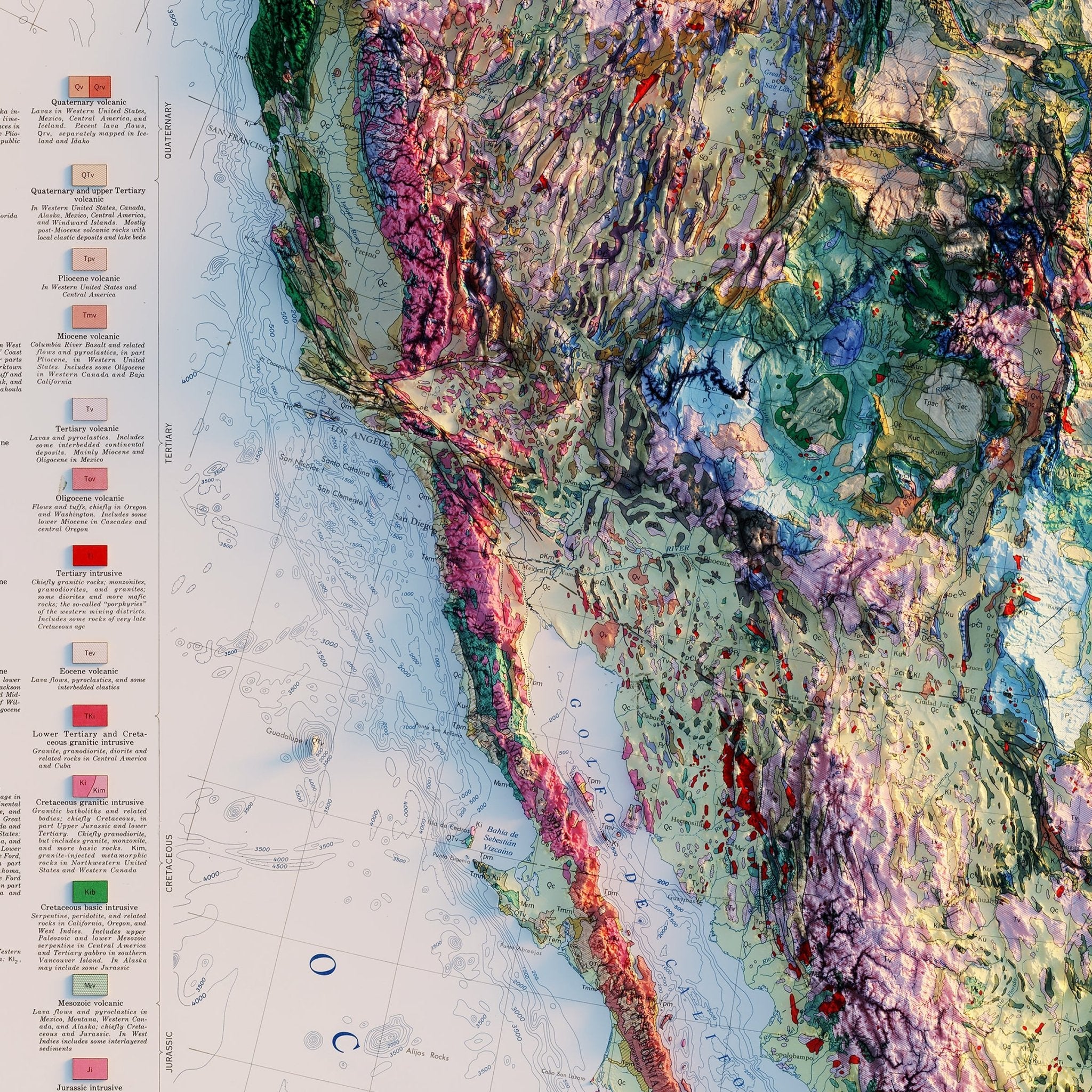 North America 1965 Shaded Relief Map - Muir Way - Vintage Relief