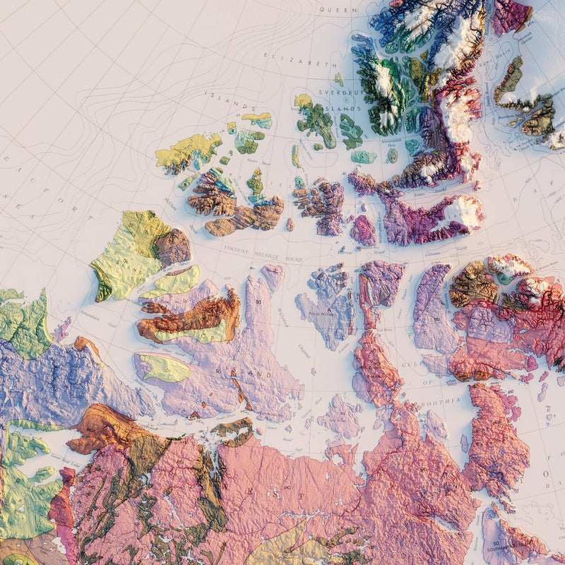 North America 1965 Shaded Relief Map - Muir Way - Vintage Relief