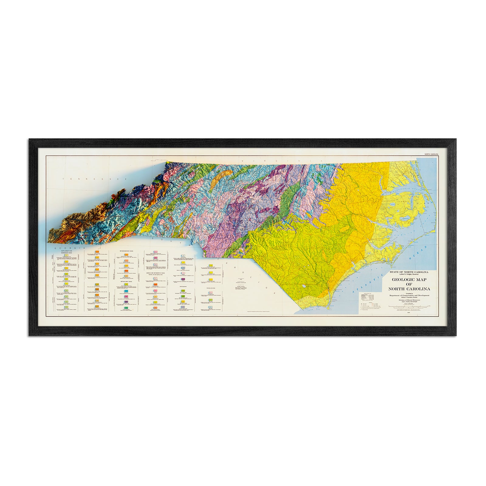 North Carolina Relief Maps  Hydrological & Elevation Prints