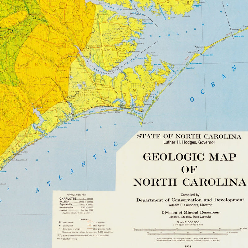 North Carolina 1958 Shaded Relief Map - Muir Way - Vintage Relief