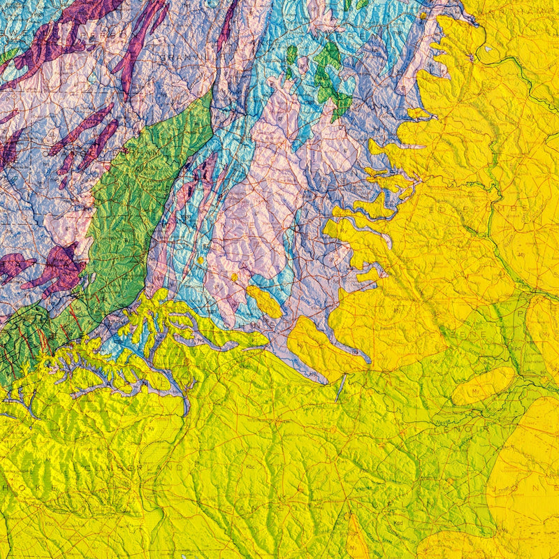 North Carolina 1958 Shaded Relief Map - Muir Way - Vintage Relief
