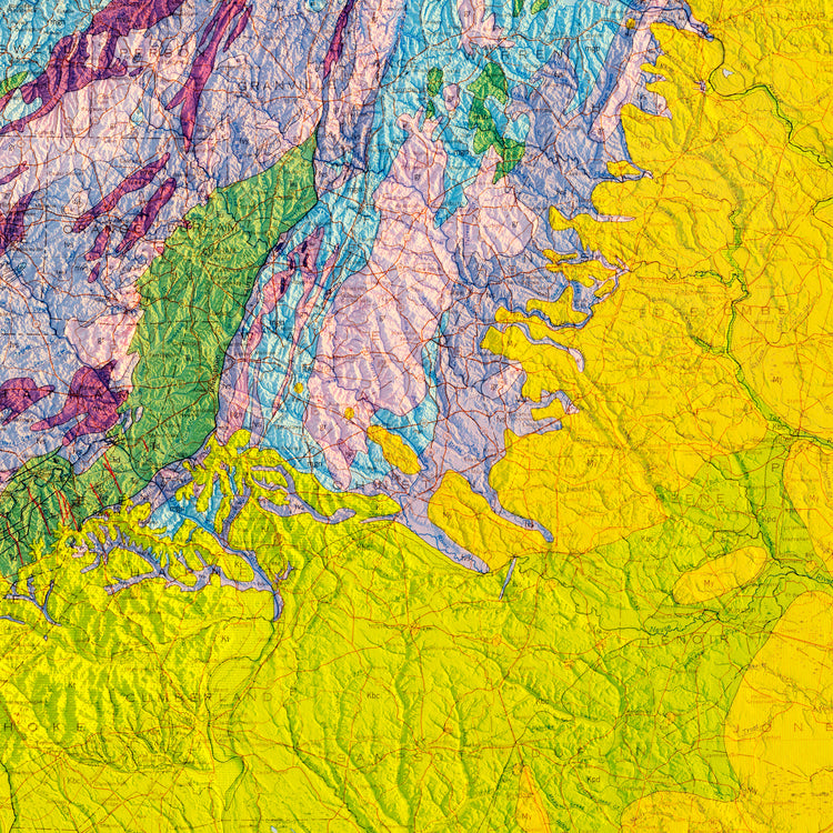 North Carolina 1958 Shaded Relief Map - Muir Way