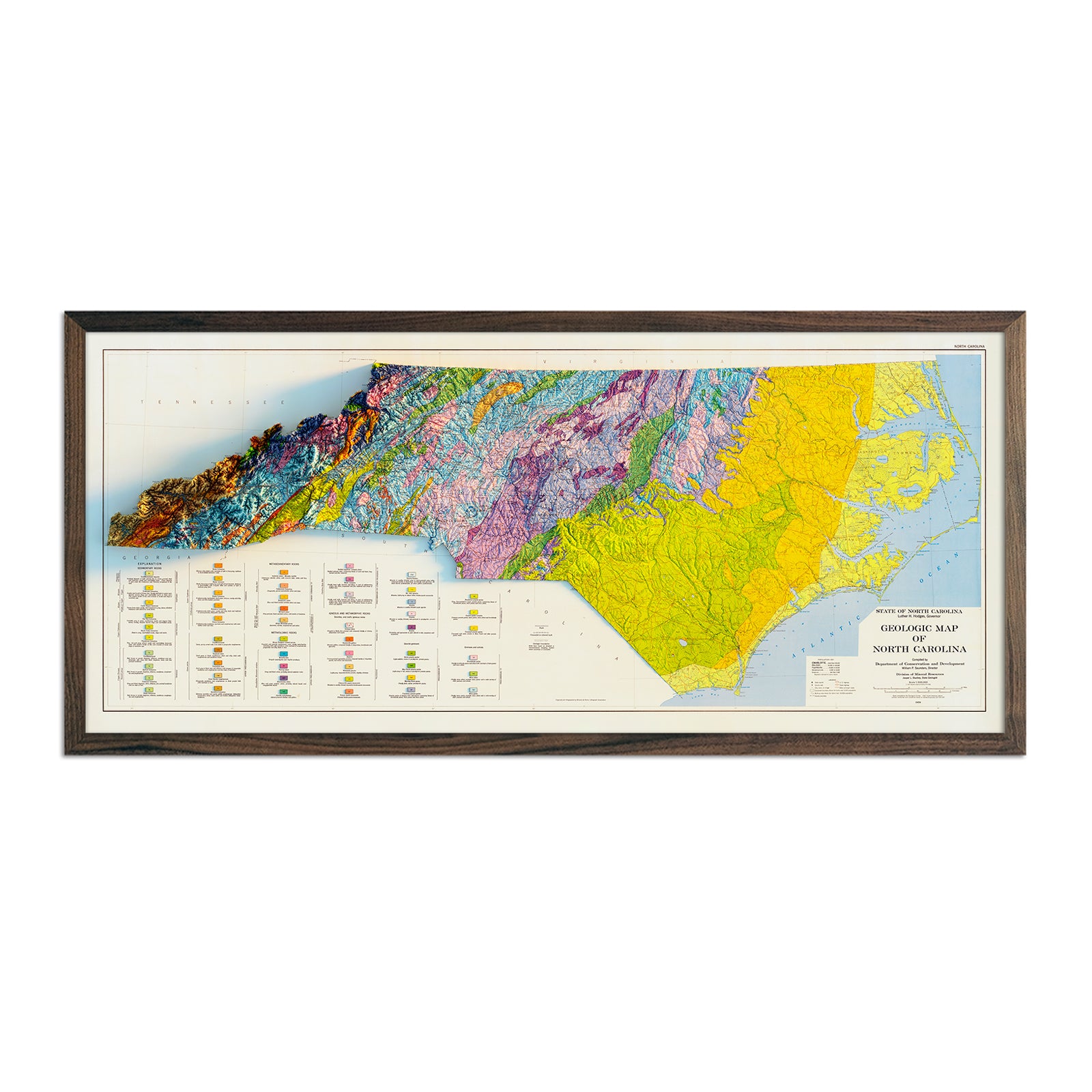 North Carolina Relief Maps  Hydrological & Elevation Prints – Muir Way