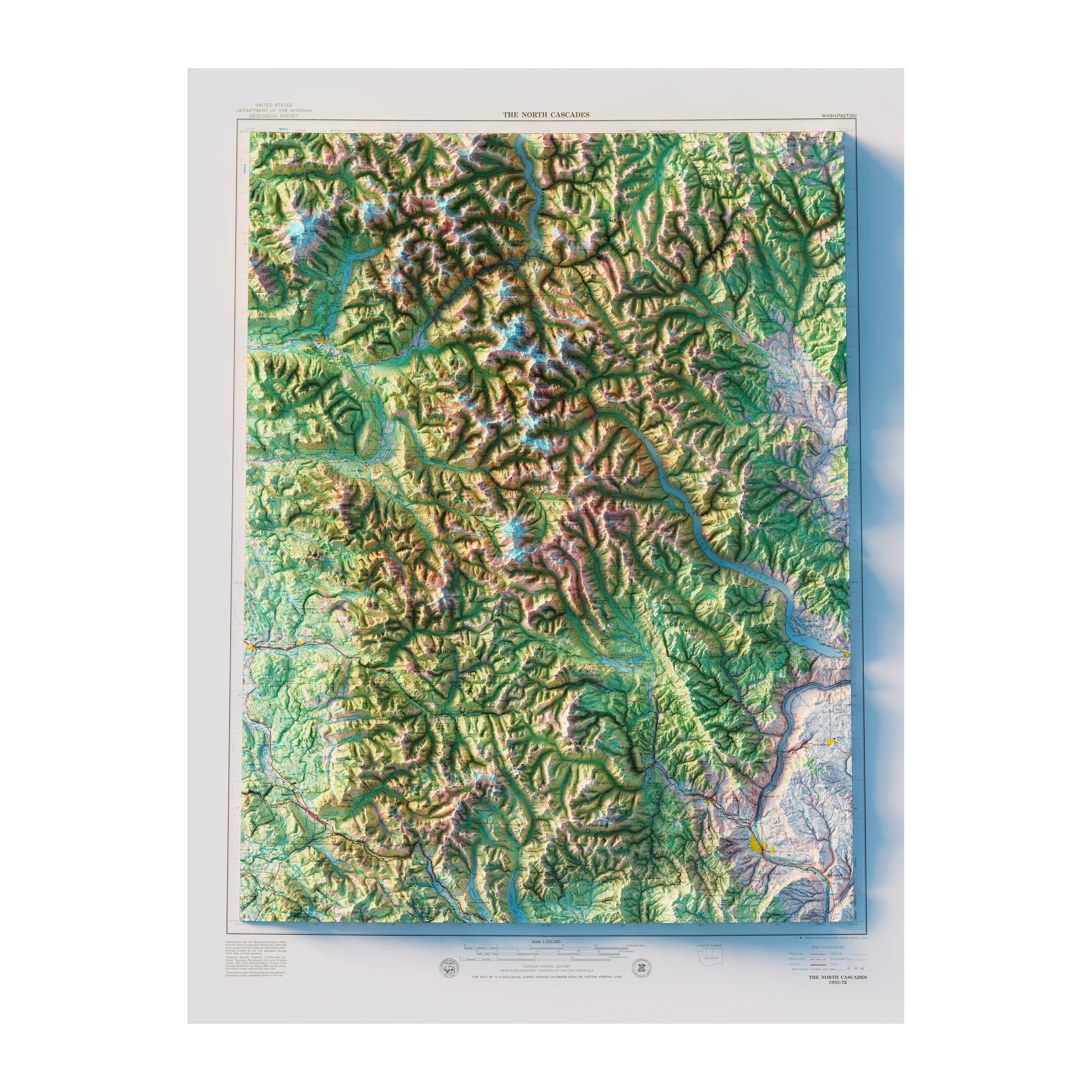 North Cascades National Park 1979 Shaded Relief Map - Muir Way - Vintage Relief