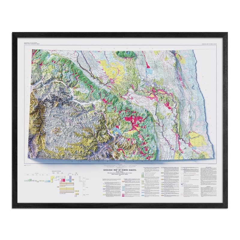 North Dakota 1980 Shaded Relief Map - Muir Way - Vintage Relief