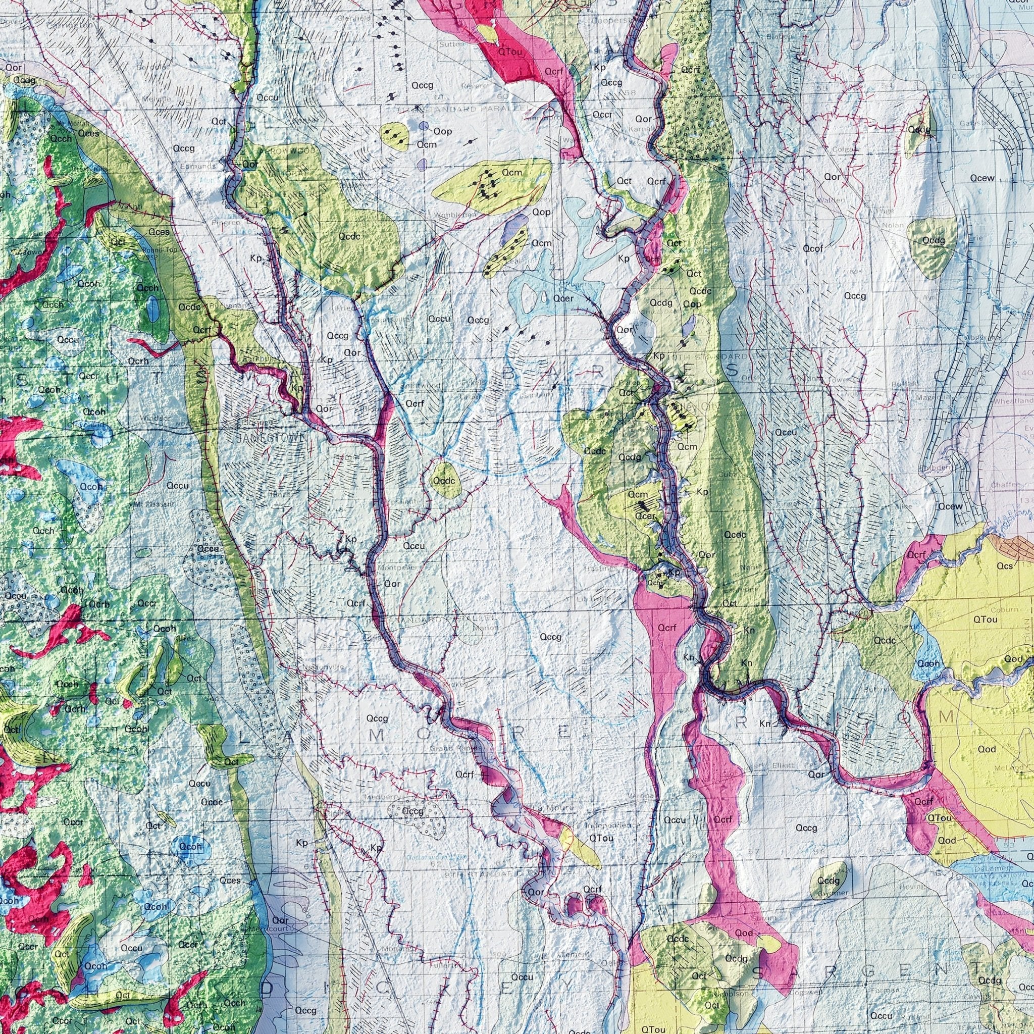 North Dakota 1980 Shaded Relief Map - Muir Way - Vintage Relief