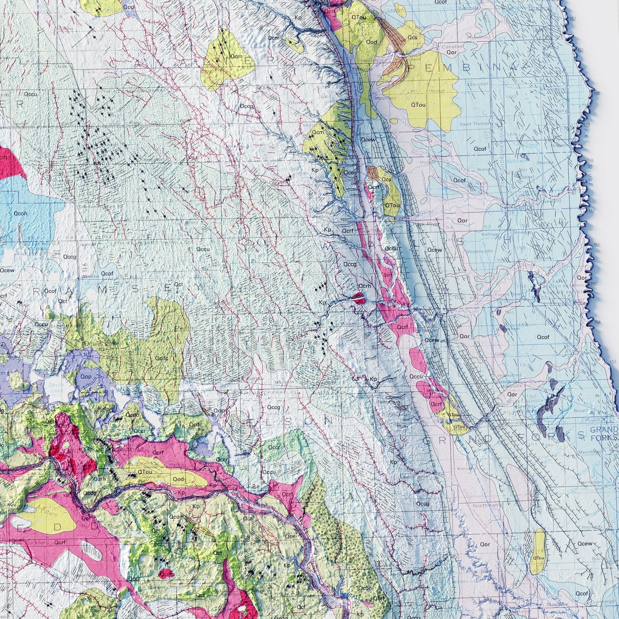 North Dakota 1980 Shaded Relief Map - Muir Way - Vintage Relief