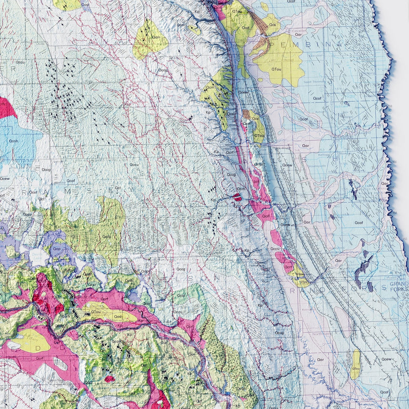 North Dakota 1980 Shaded Relief Map - Muir Way - Vintage Relief