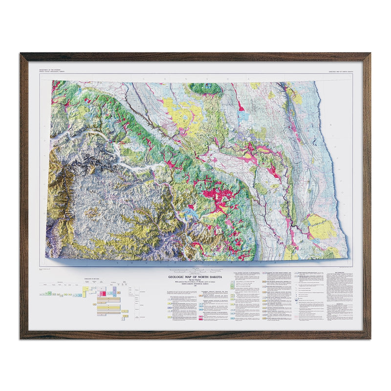 North Dakota 1980 Shaded Relief Map - Muir Way - Vintage Relief