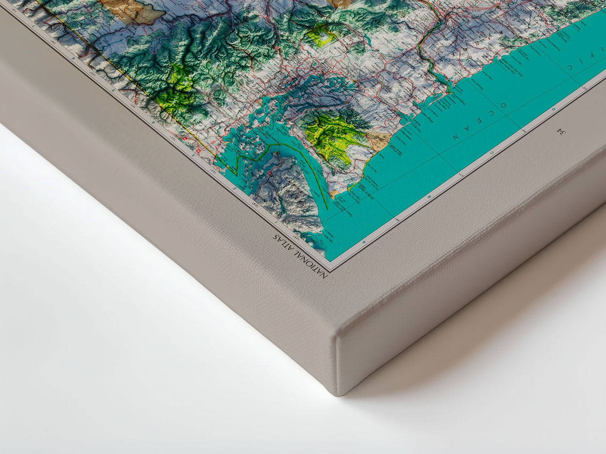 Northwestern States 1970 Shaded Relief Map – XL Canvas - Muir Way - XL Canvas