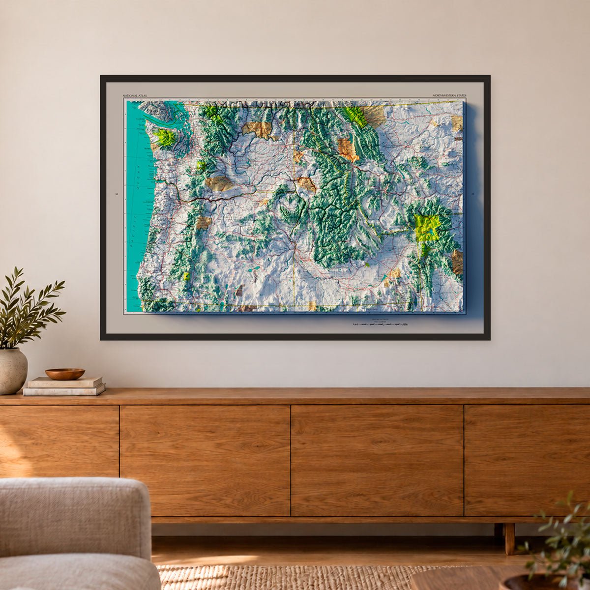 Northwestern States 1970 Shaded Relief Map – XL Canvas - Muir Way - XL Canvas