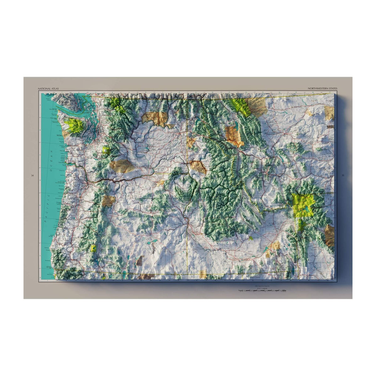 Vintage Relief Map of Northwestern States (1970) | Muir Way