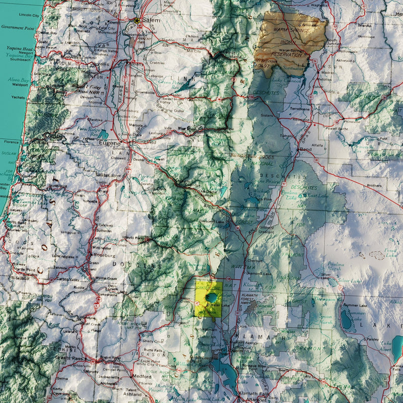 Northwestern States 1970 Shaded Relief Map - Muir Way - Vintage Relief
