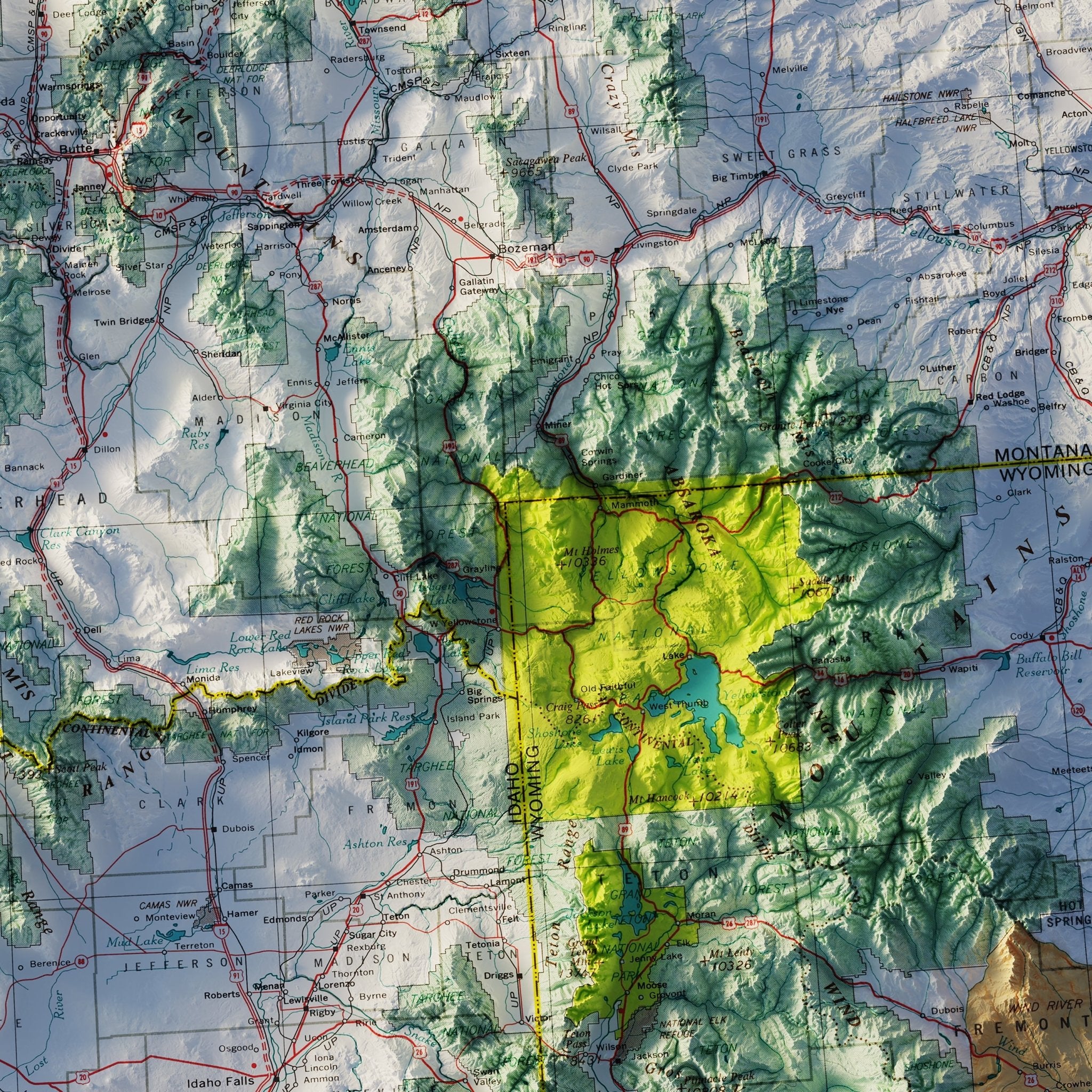 Northwestern States 1970 Shaded Relief Map - Muir Way - Vintage Relief