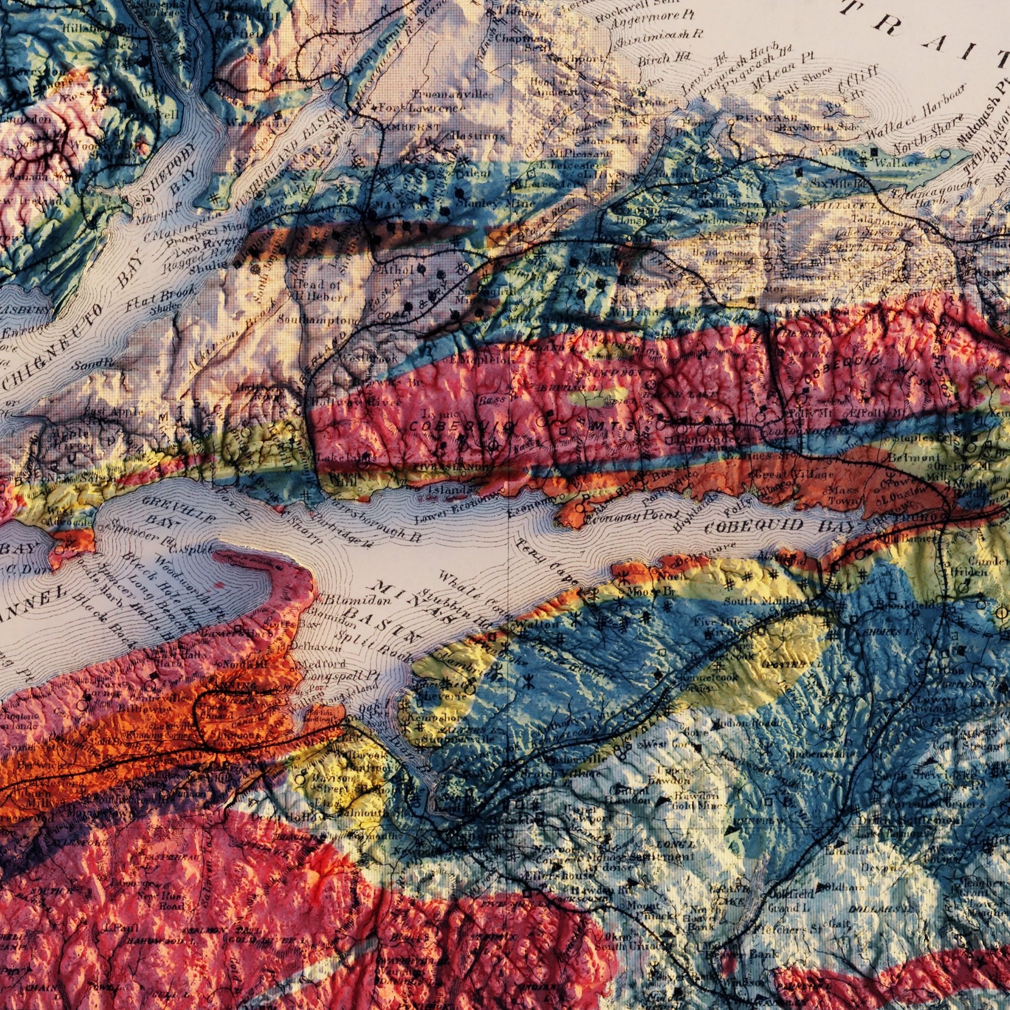 Nova Scotia 1903 Shaded Relief Map - Muir Way - Vintage Relief