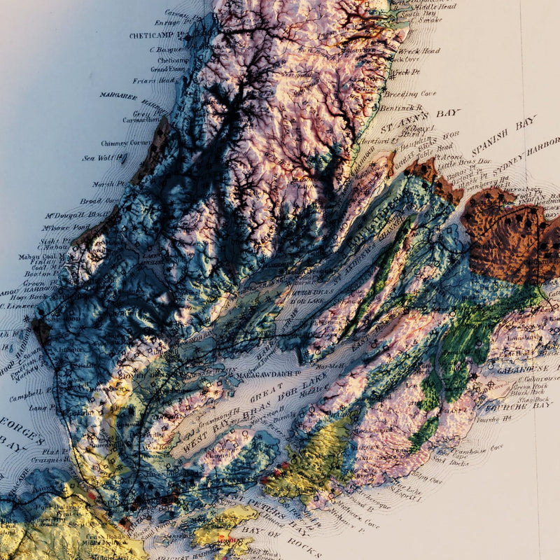 Nova Scotia 1903 Shaded Relief Map - Muir Way - Vintage Relief