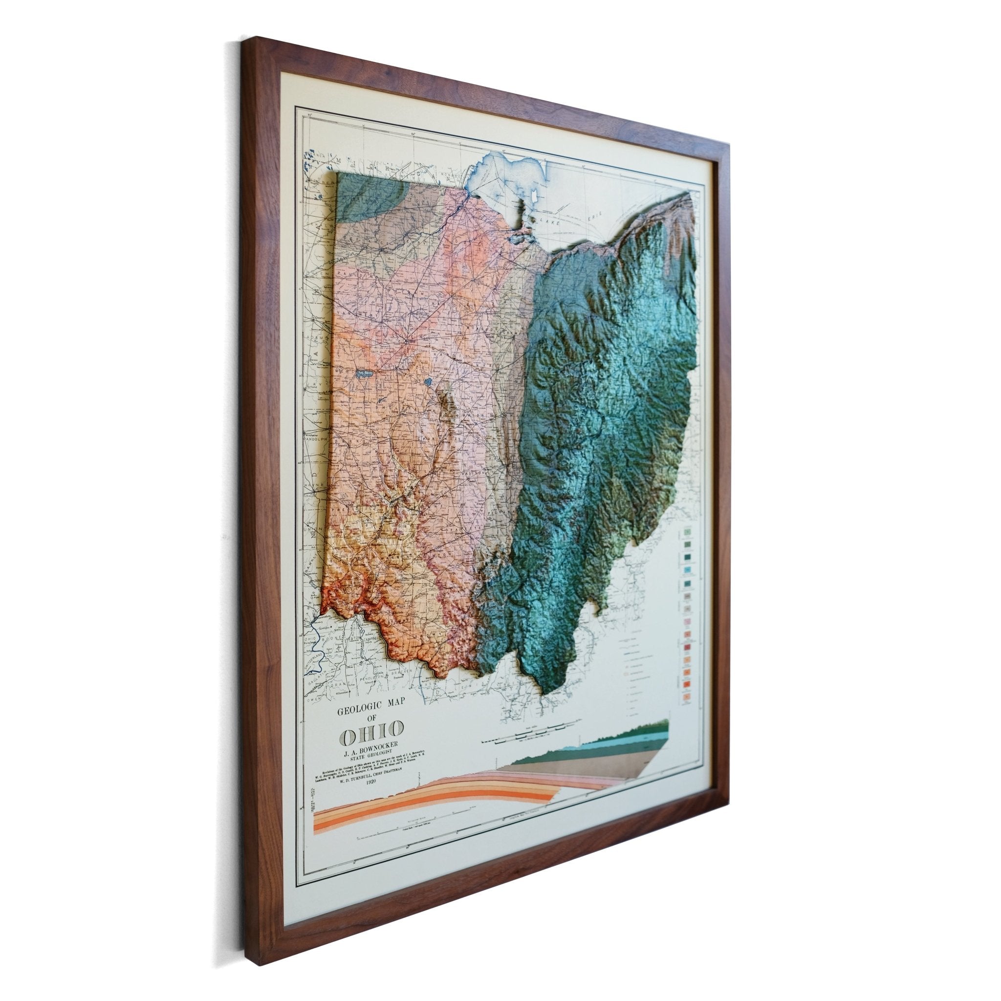 Ohio 1920 3D Raised Relief Map - Muir Way - 3D