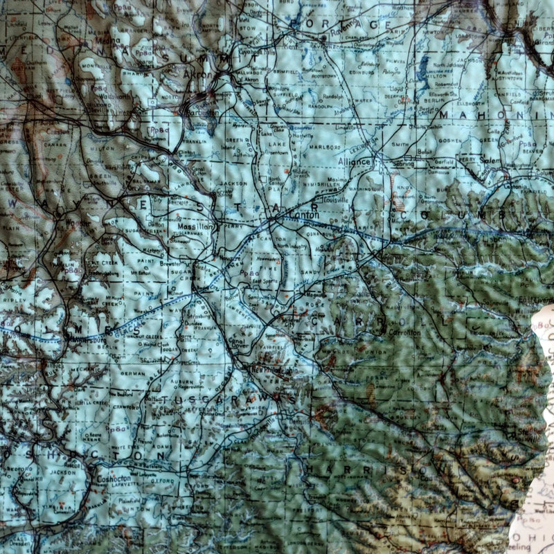 Ohio 1920 3D Raised Relief Map - Muir Way - 3D