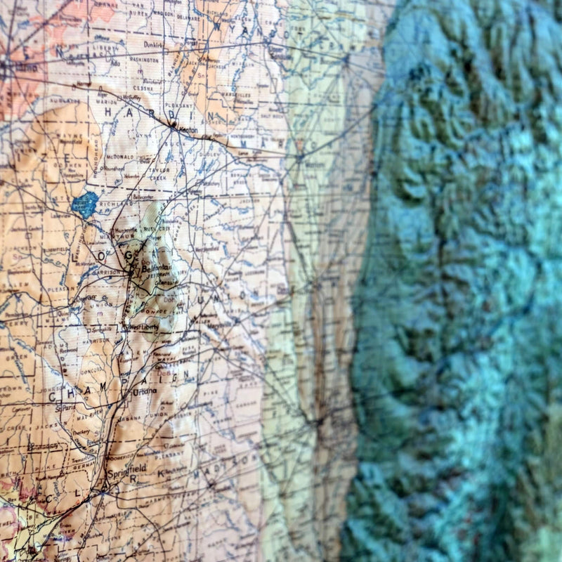 Ohio 1920 3D Raised Relief Map - Muir Way - 3D